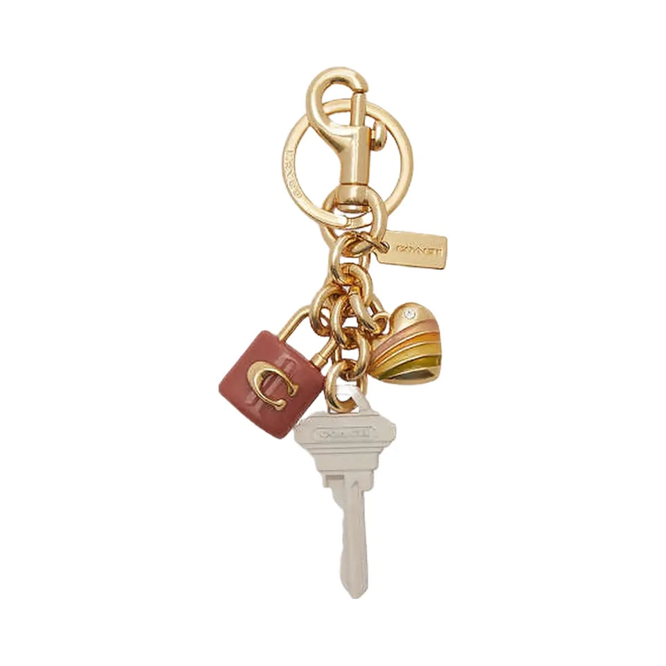 Coach Key Cluster Bag Charm Gold-Pink Multi