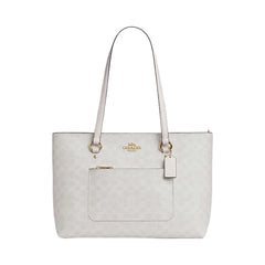 Coach Station Tote Bag In Signature Canvas Signature Canvas-Gold-White-Chalk