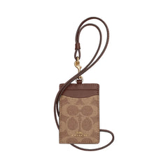 Coach Id Lanyard In Signaure Canvas Signature Canvas-Gold-Tan-Brown