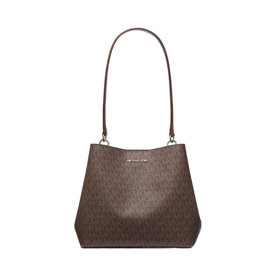 Michael Kors Pratt Medium Signature Logo Shoulder Bag Brown