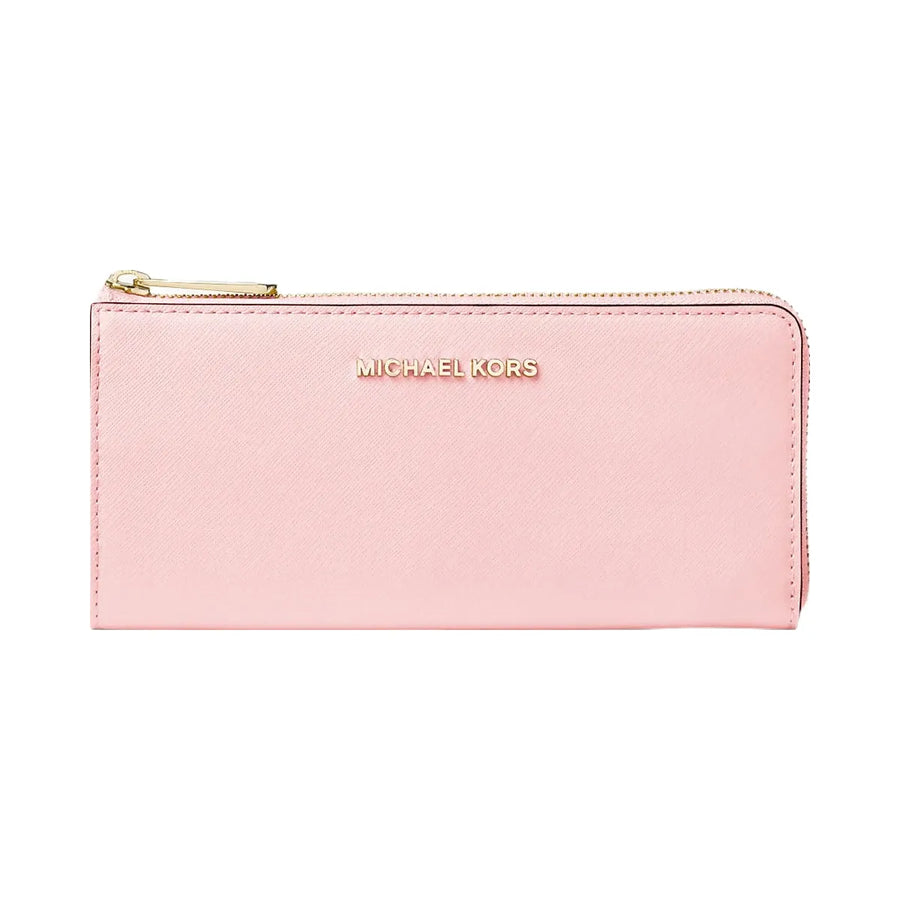 Michael Kors Jet Set Travel Large Saffiano Leather Quarter-Zip Wallet Powder Blush