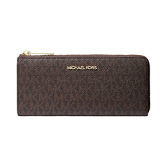 Michael Kors Jet Set Travel Large Logo Quarter-Zip Wallet Brown