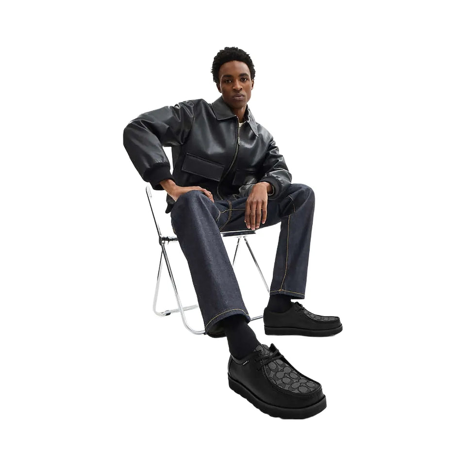 Coach Chukka Shoe With Signature Canvas Charcoal-Black