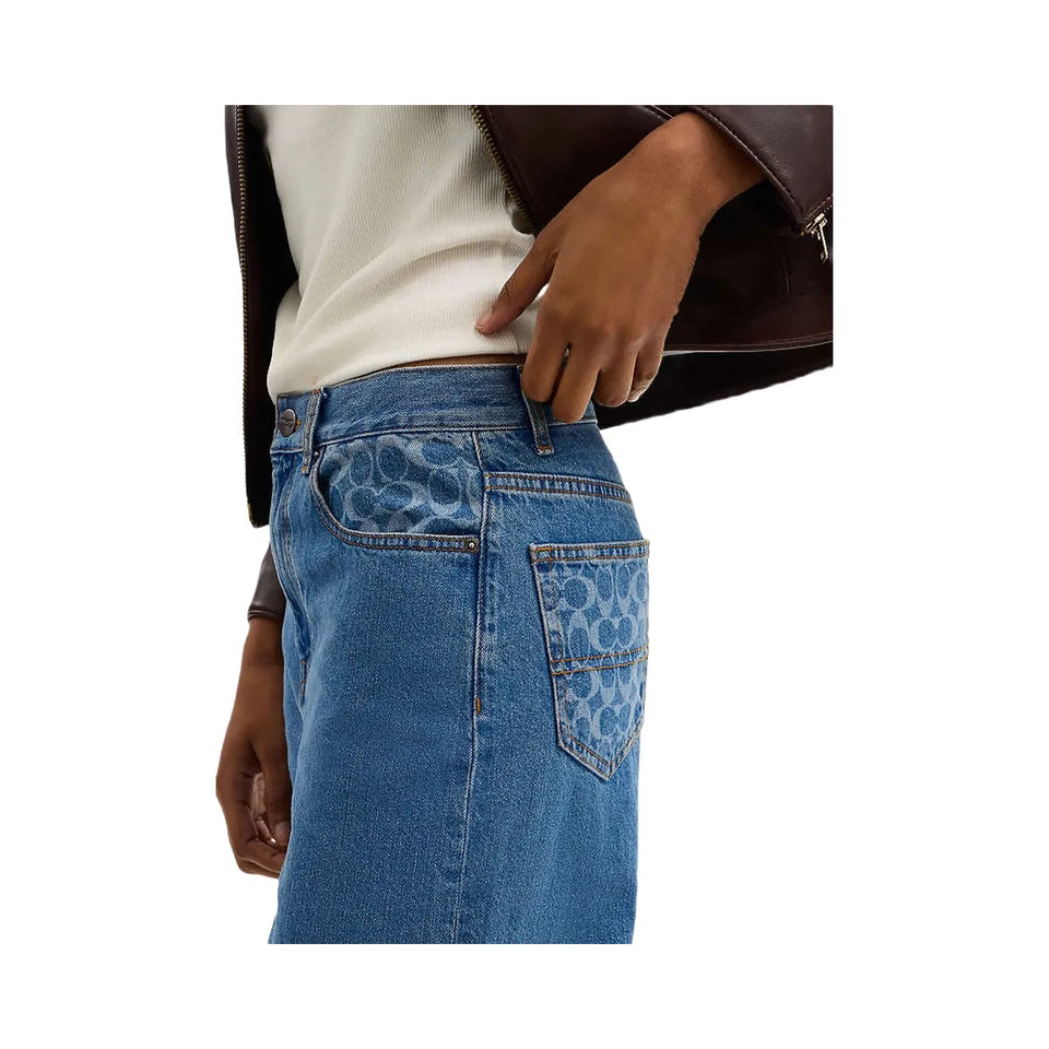 Coach High Rise Denim Jeans Hudson Medium Wash