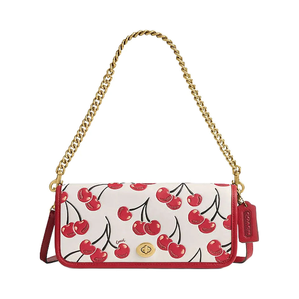 Coach Dinky Bag With Cherry Print Brass-Chalk Multi
