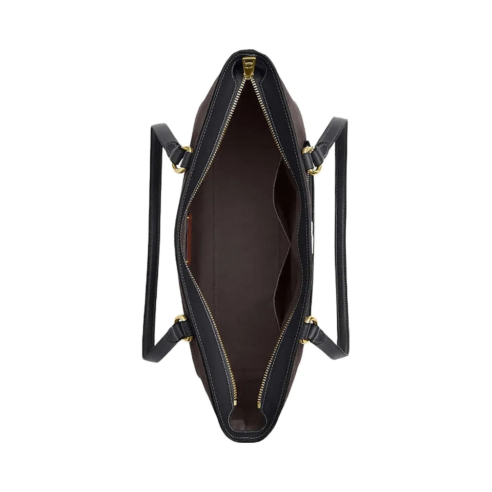 Coach Station Tote Bag In Signature Canvas Signature Canvas-Gold-Walnut-Black