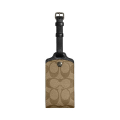 Coach Luggage Tag In Signature Canvas Signature Canvas-Gunmetal-Khaki