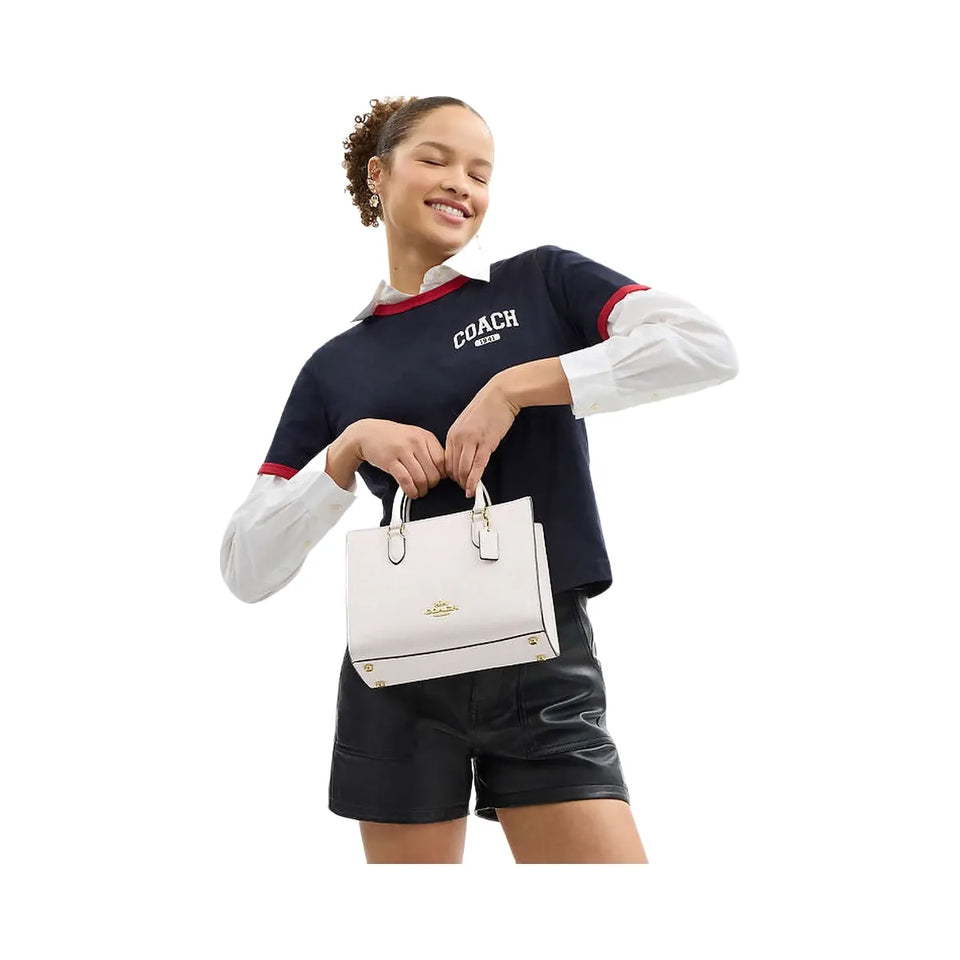 Coach Maggie Small Tote Bag Pebbled Leather-Gold-Chalk