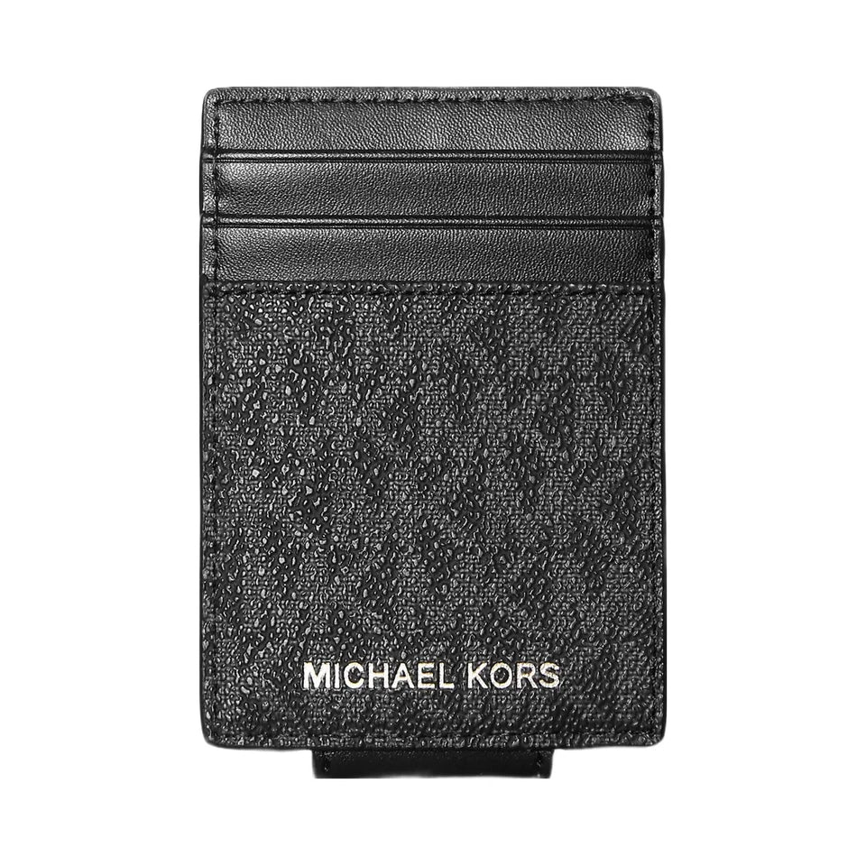 Michael Kors Cooper Signature Logo Money Clip Card Case Black