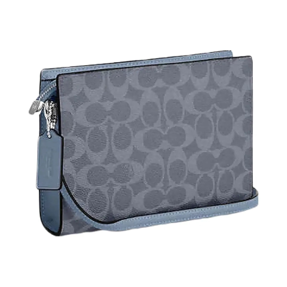 Coach Slim Crossbody Bag In Signature Canvas Signature Canvas-Silver-Chambray