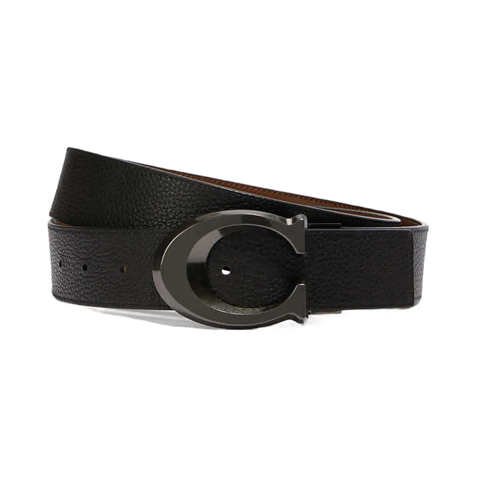 Coach Black Signature Textured Leather Cut To Size Belt