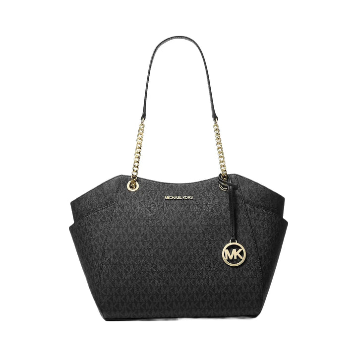 Michael Kors Jet Set Large Signature Logo Shoulder Bag Black