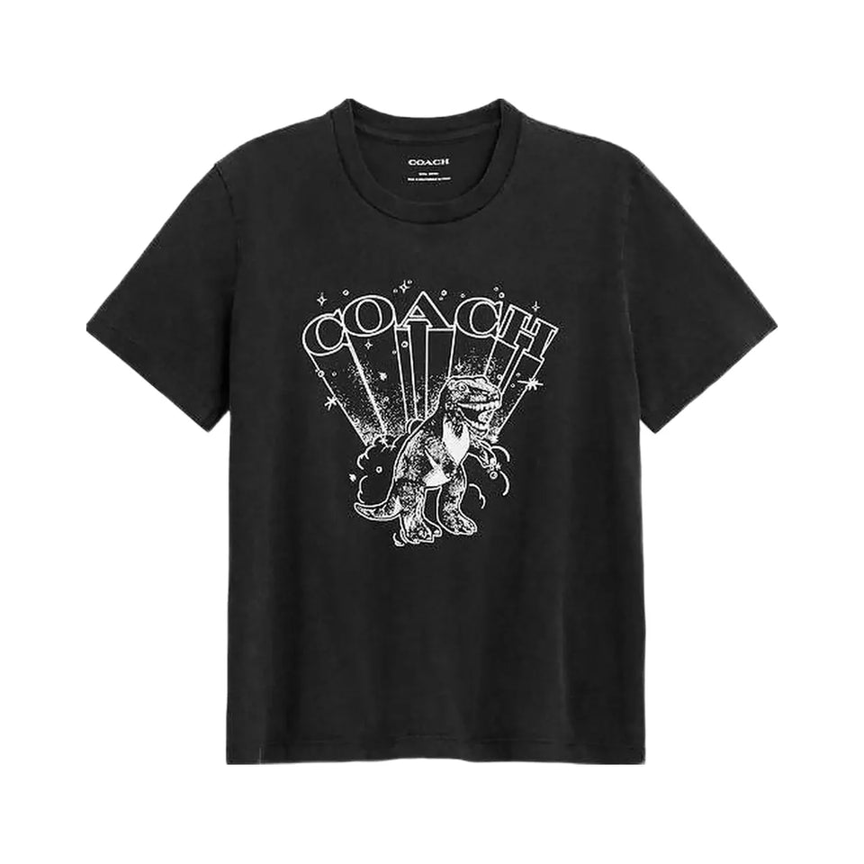 Coach Playful Rexy Classic T-Shirt In Organic Cotton Washed Black