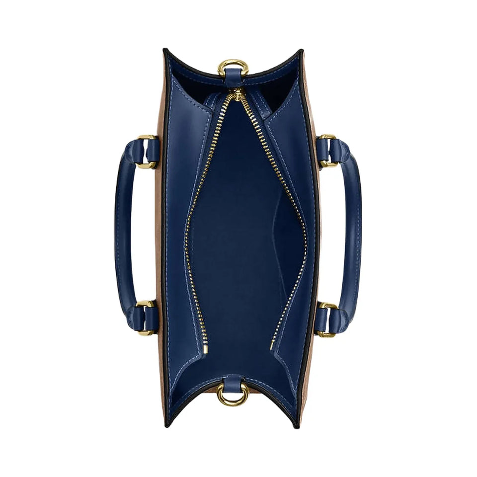 Coach Maggie Small Tote Bag In Signature Canvas Im-Tan-Deep Blue