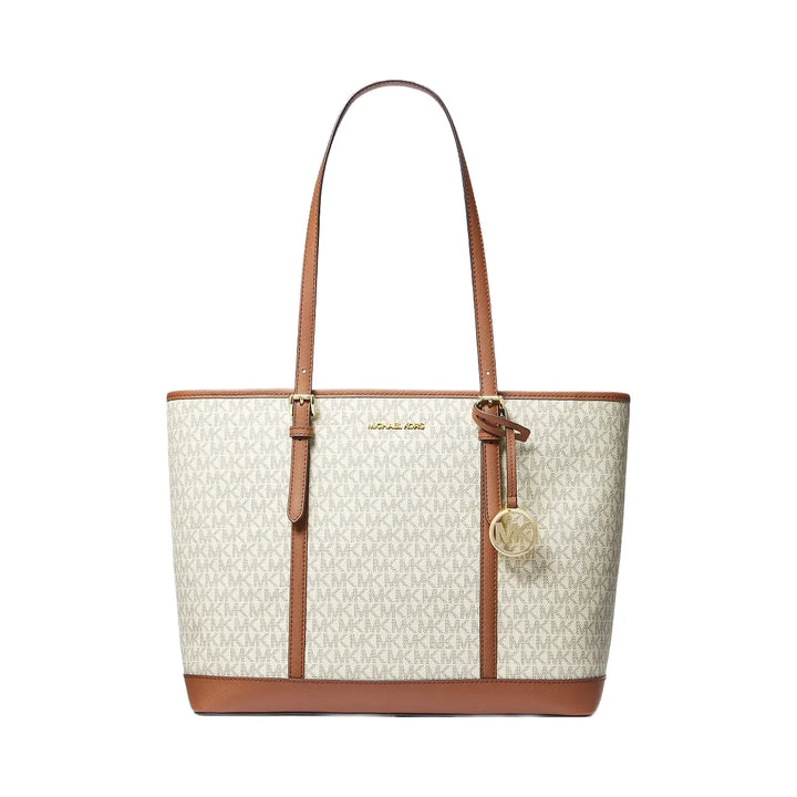 Michael Kors Jet Set Travel Large Logo Tote Bag Vanilla