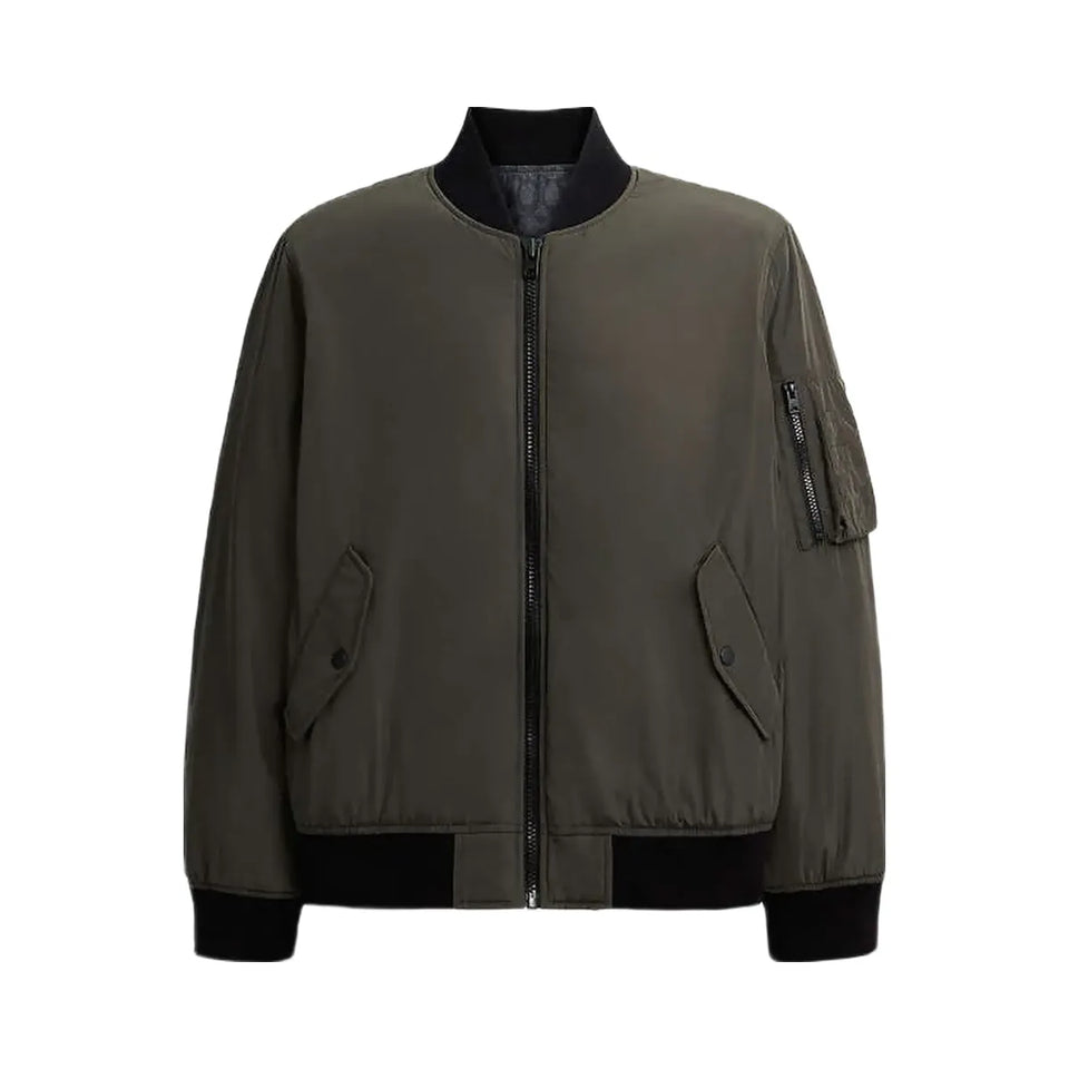 Coach Reversible Ma 1 Jacket In Recycled Polyester Olive-Charcoal Signature