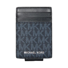 Michael Kors Cooper Signature Logo Money Clip Card Case Admrl-Plblue