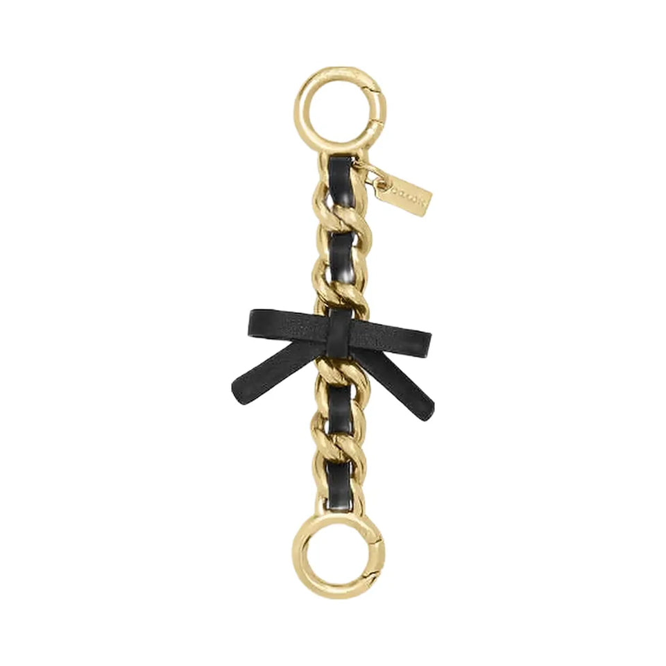 Coach Bow Strap Extender Smooth Leather-Im-Gold Black
