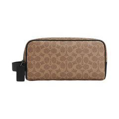 Coach Large Travel Kit In Signature Canvas Qb-Tan-Black