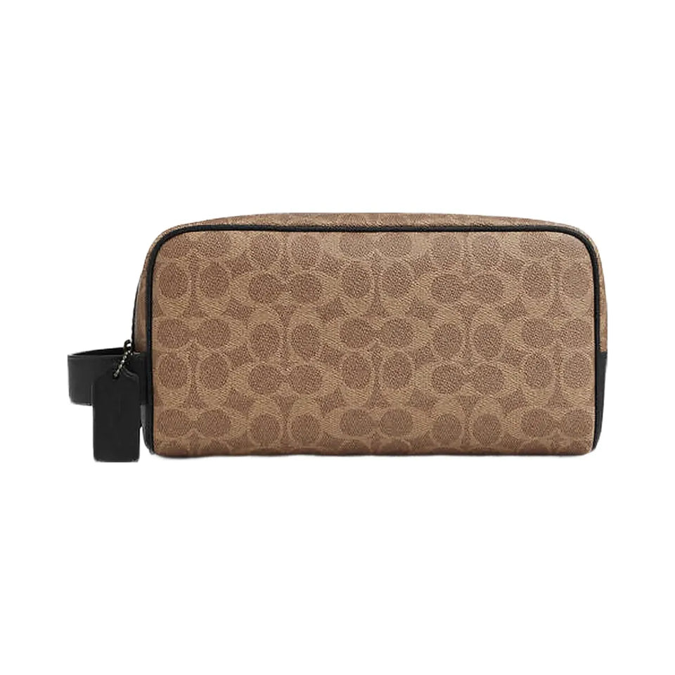 Coach Large Travel Kit In Signature Canvas Qb-Tan-Black