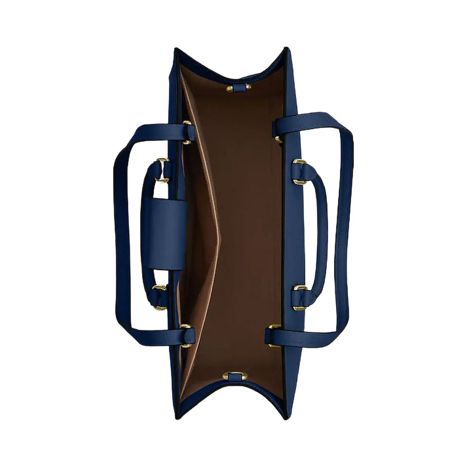 Coach Maggie Tote Bag Pebbled Leather-Gold-Deep Blue