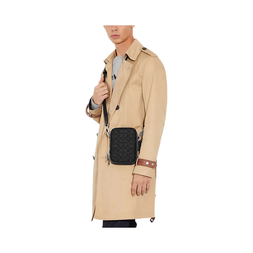 Coach Stanton Crossbody Bag In Signature Jacquard Signature Jacquard-Silver-Charcoal-Black