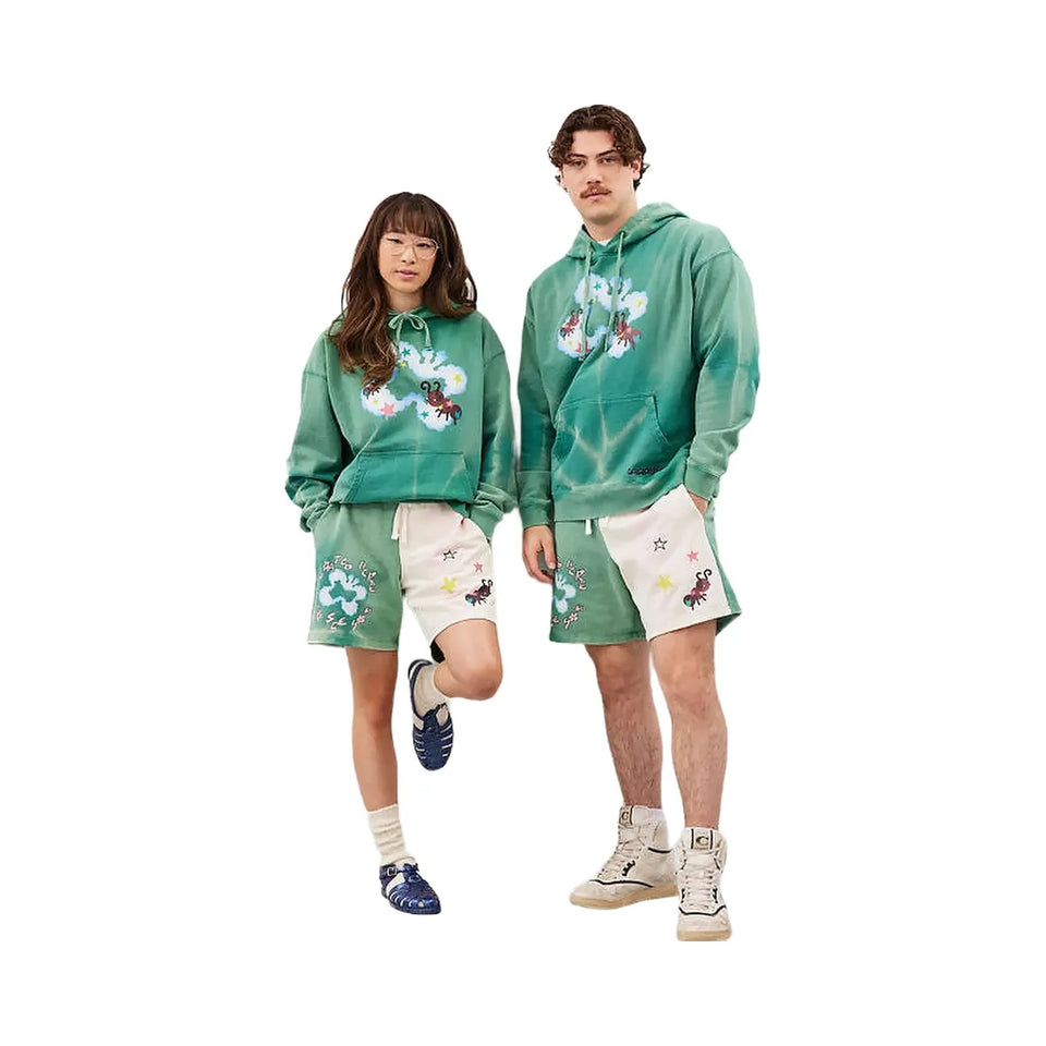 Coach Hoodie With Floating Butterfly Print Green Multi