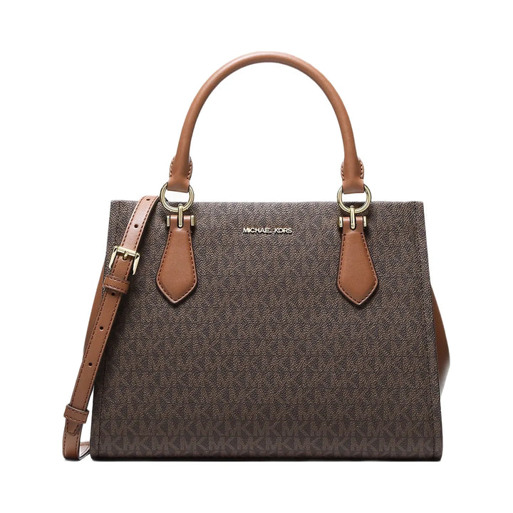 Michael Kors Marilyn Medium Signature Logo Convertible Satchel Brown