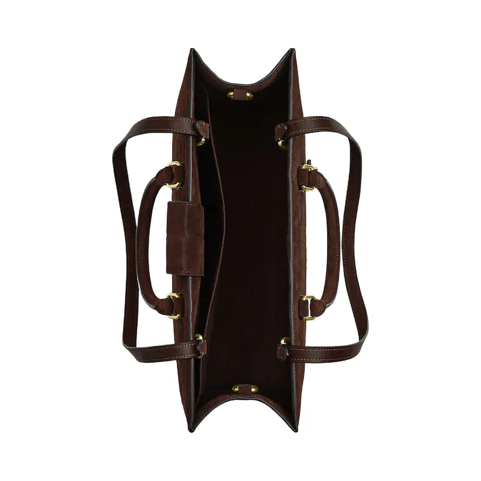 Coach Maggie Tote Bag Embossed Crocodile-Gold-Maple