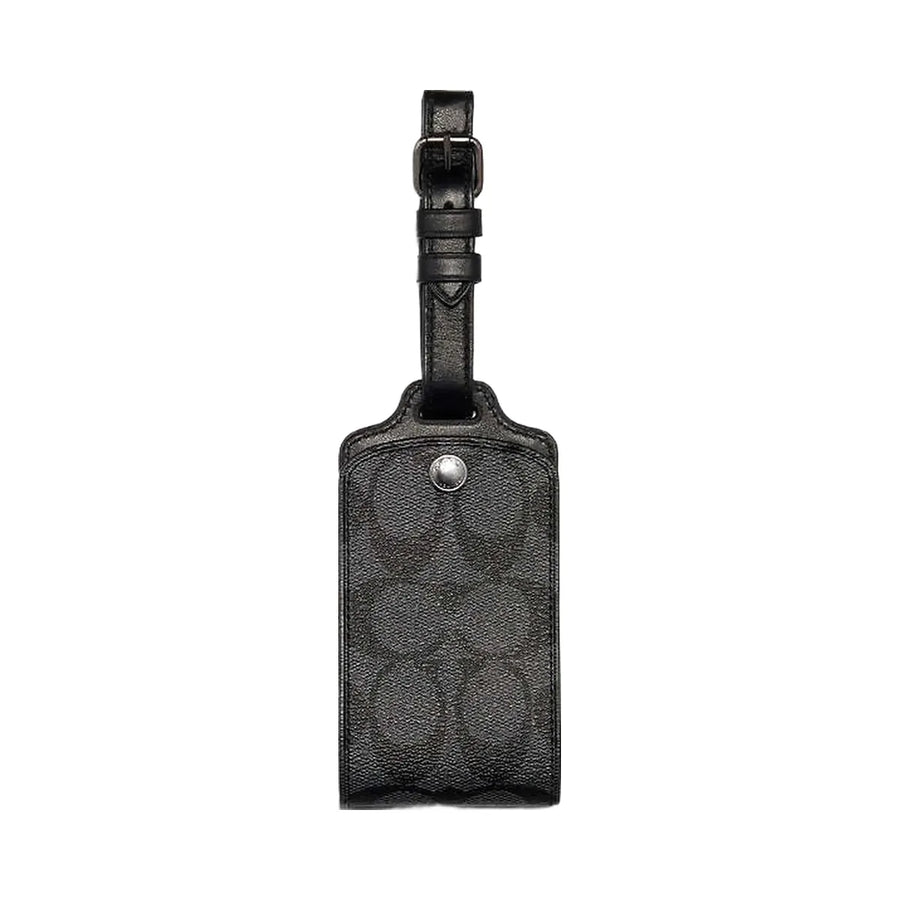 Coach Luggage Tag In Signature Canvas Signature Canvas-Gunmetal-Charcoal