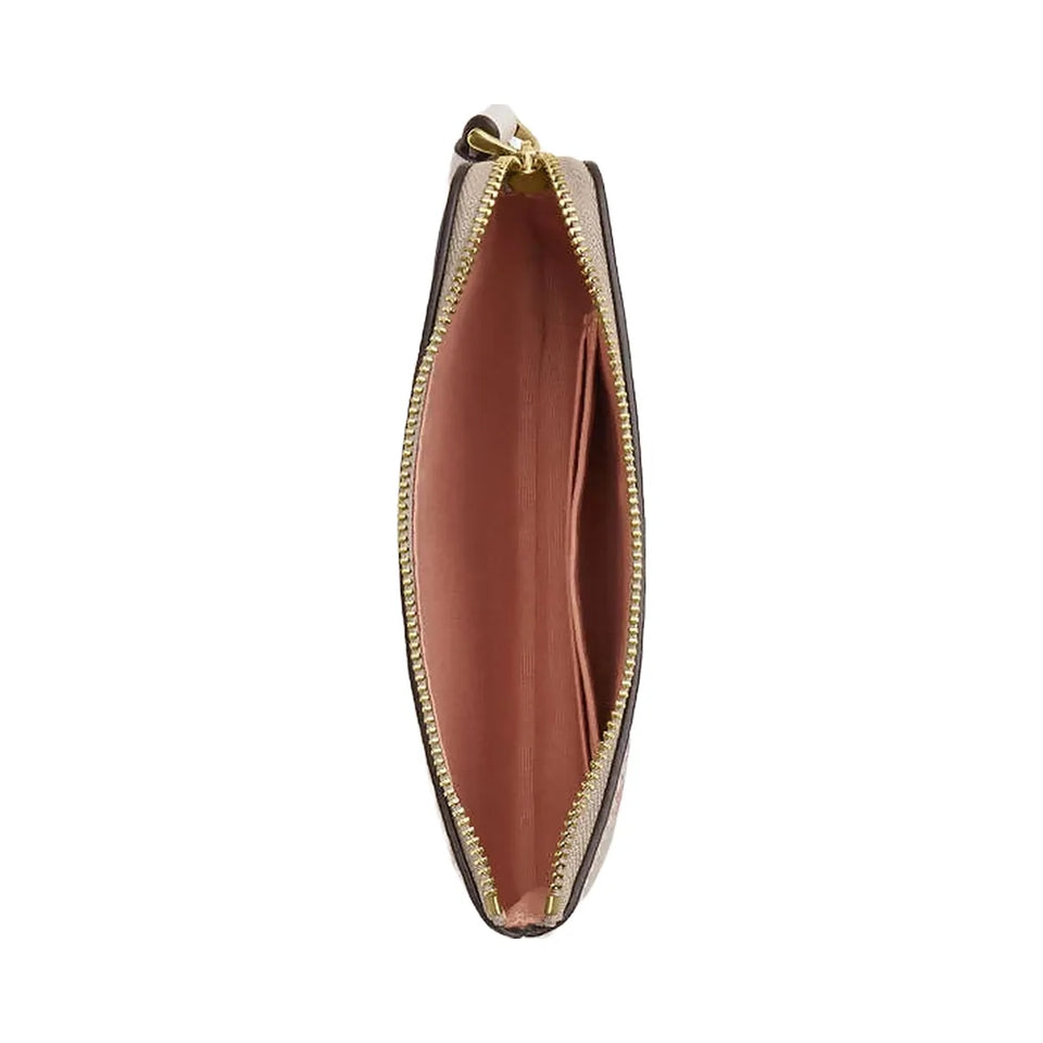 Coach Corner Zip Wristlet In Signature Canvas With Floral Print Gold-Sand Multi