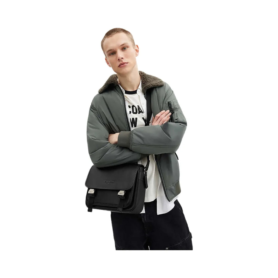 Coach Racer Messenger Bag Smooth Leather-Gunmetal-Black