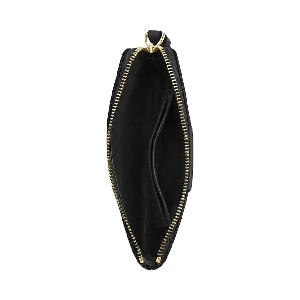 Coach Corner Zip Wristlet In Signature Canvas With Stripe Signature Canvas-Gold-Tan-Black