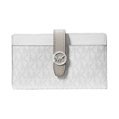 Michael Kors Greenwich Medium Signature Logo Wallet Optic White