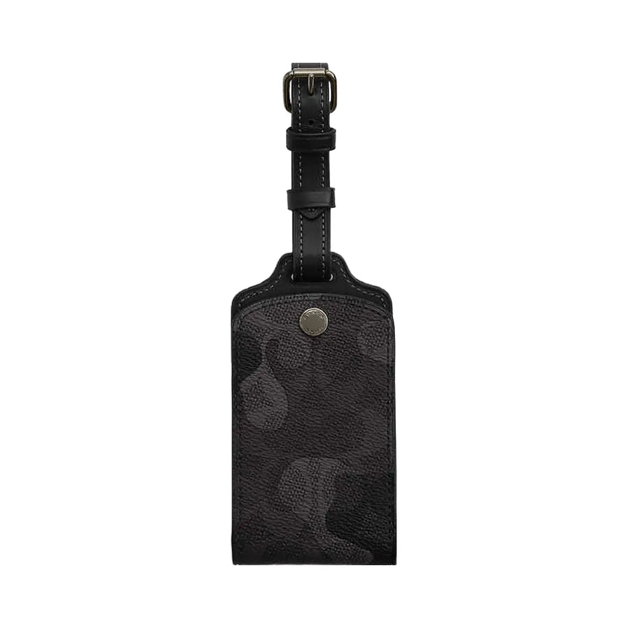 Coach Luggage Tag In Signature Camo Print Signature Canvas-Gunmetal-Grey Multi