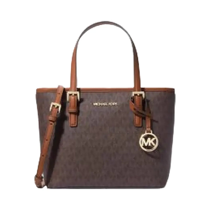 Michael Kors Jet Set Travel Extra-Small Logo Top-Zip Tote Bag Brown