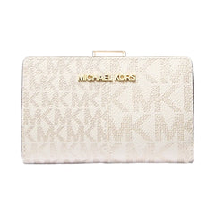 Michael Kors Jet Set Medium Metallic Logo Wallet Pale Gold