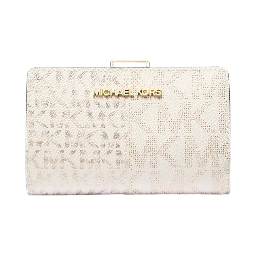Michael Kors Jet Set Medium Metallic Logo Wallet Pale Gold