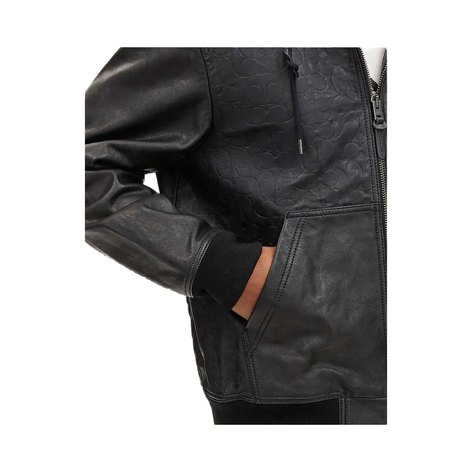 Coach Embossed Leather Trainer Black Signature