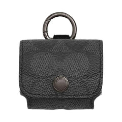 Coach Large Wireless Earbud Pro Case In Signature Canvas Gunmetal-Charcoal