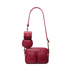 Michael Kors Jet Set Travel Medium Leather Messenger Bag Cherry