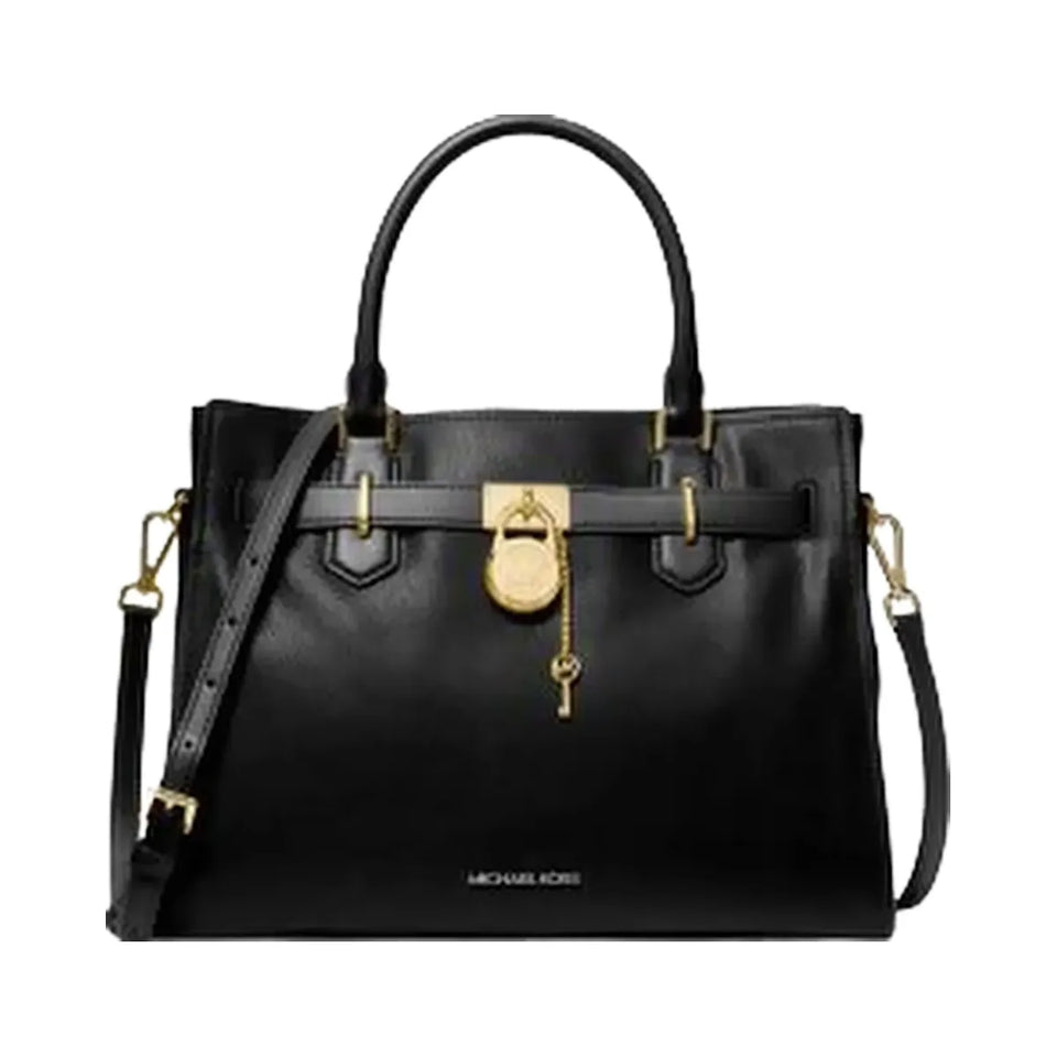Michael Kors Hamilton Medium Leather Satchel Black