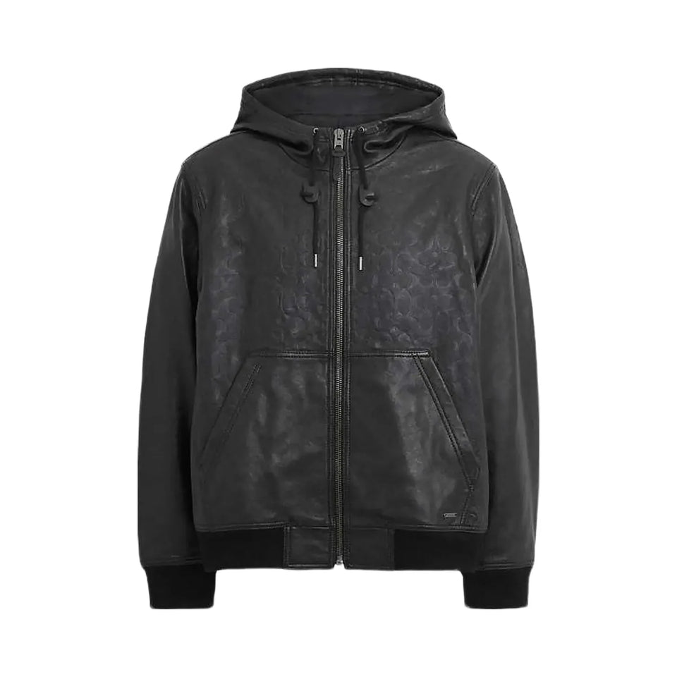 Coach Embossed Leather Trainer Black Signature