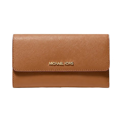 Michael Kors Jet Set Travel Crossgrain Leather Tri-Fold Wallet Luggage
