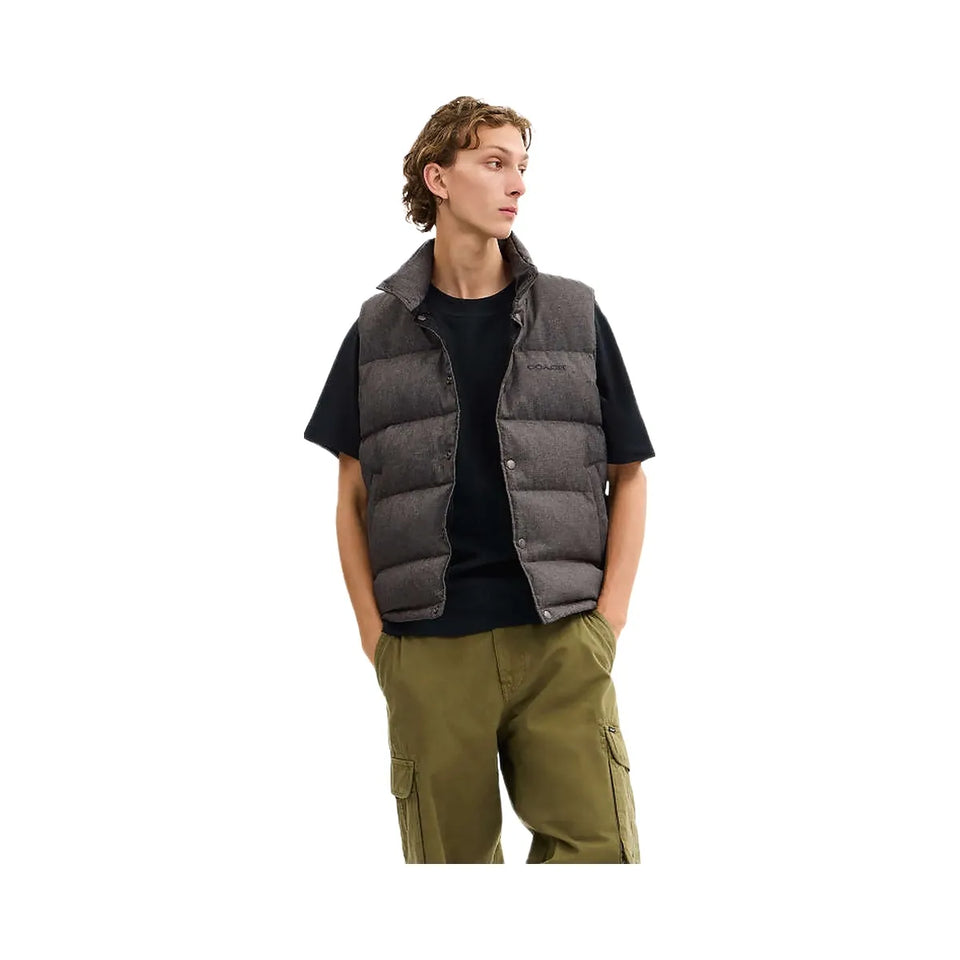 Coach Solid Down Vest Dark Heather Grey
