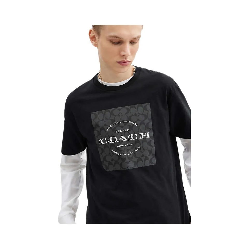 Coach Signature Square T-Shirt In Organic Cotton Black