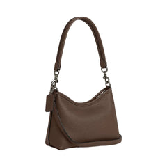 Coach Laurel Small Shoulder Bag Pebbled Leather-Qb-Dark Stone