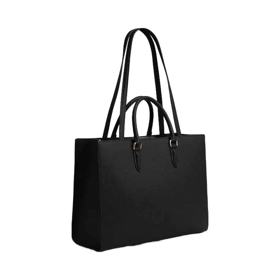 Coach Maggie Tote Bag Pebbled Leather-Gold-Black