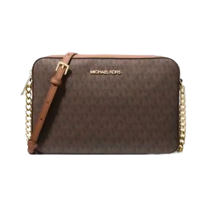 Michael Kors Jet Set Large Printed Logo Crossbody Bag Brown