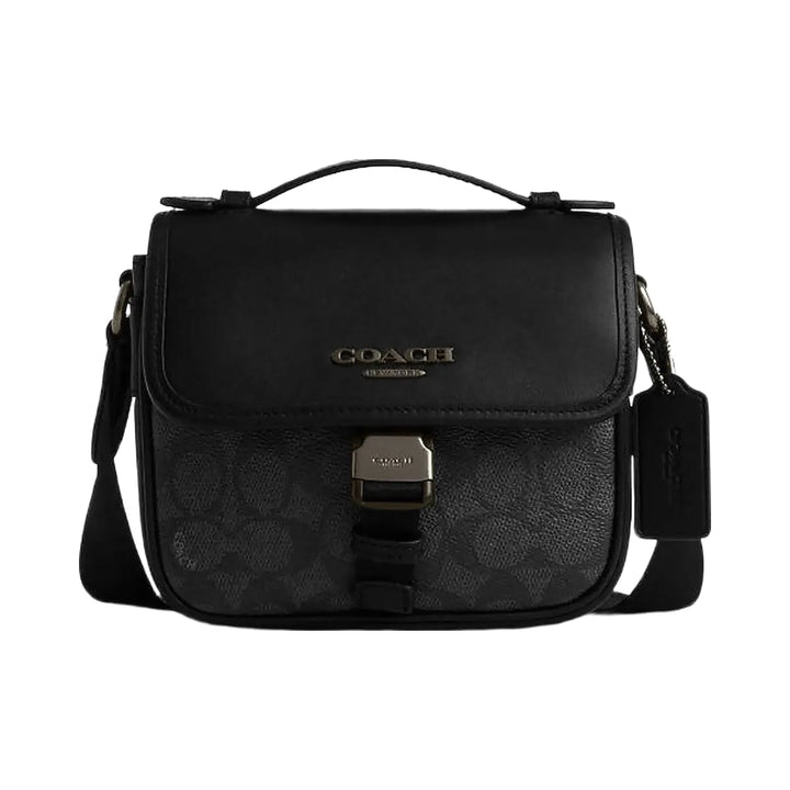 Coach Racer Crossbody Bag In Signature Canvas Signature Canvas-Gunmetal-Charcoal-Black